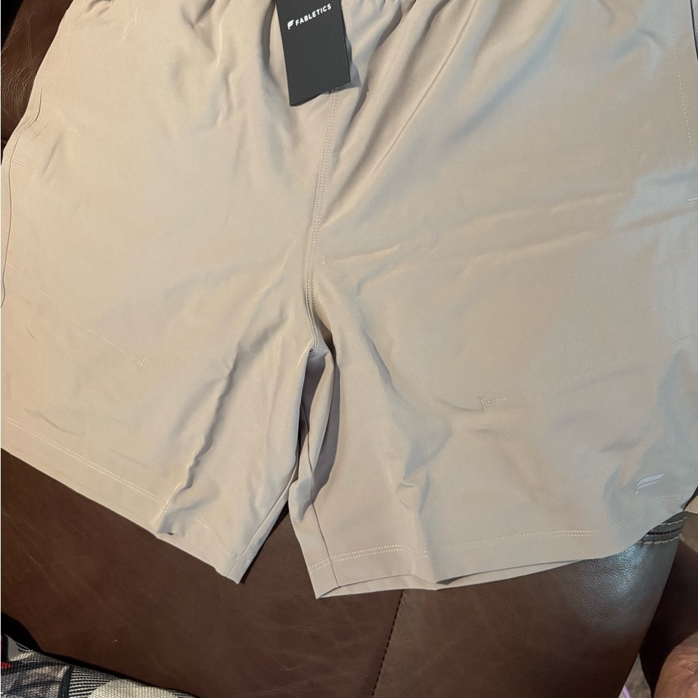 Fabletics Taupe and Gray Performance Shorts